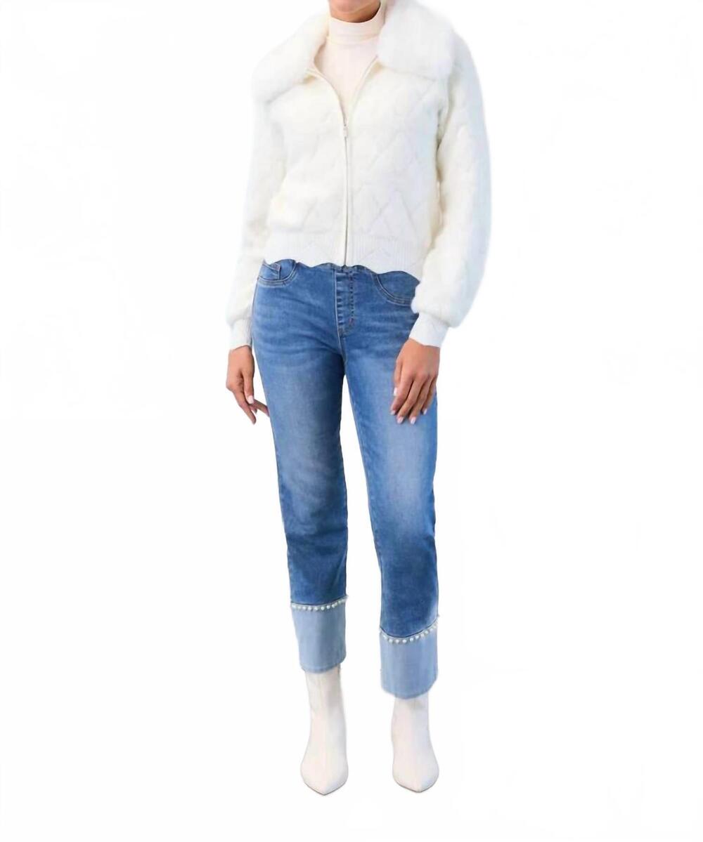 NEW FDJ pearla pull-on straight ankle denim jeans in blue